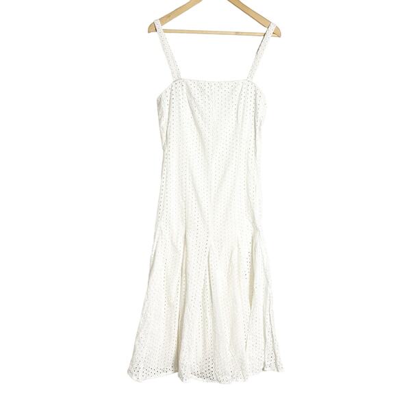 Maeve by Anthropologie Lelia White Eyelet Sleeveless Midi Dress Size 12 - Picture 4 of 12
